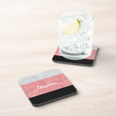 Ruddy Pink Batik Grey Waterverf en naam Bier Onderzetter (Rechterzijde)