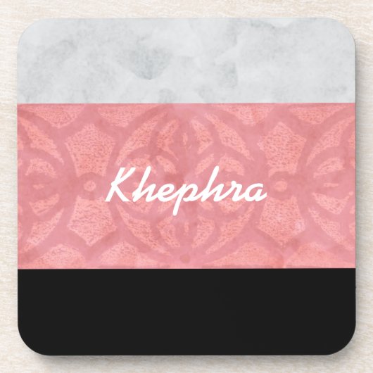 Ruddy Pink Batik Grey Waterverf en naam Bier Onderzetter (Voorkant)