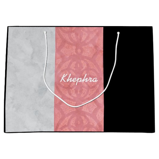 Ruddy Pink Batik Grey Waterverf en naam Groot Cadeauzakje (Voorkant)