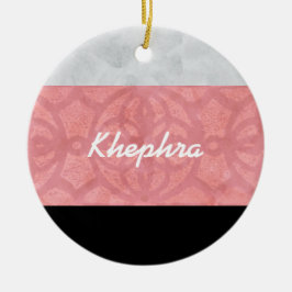 Ruddy Pink Batik Grey Waterverf en naam Keramisch Ornament