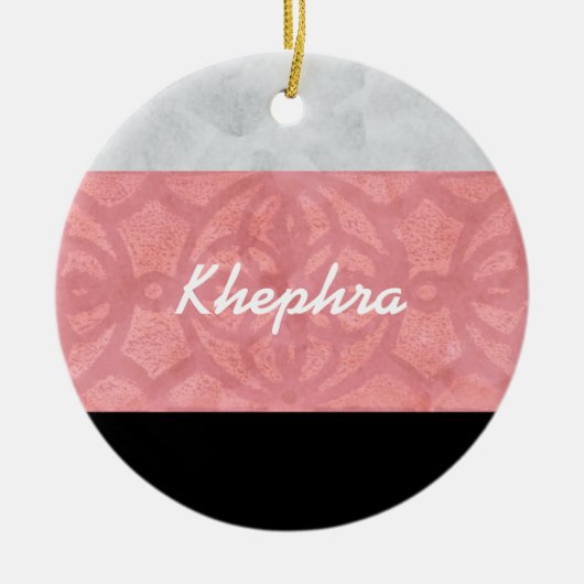 Ruddy Pink Batik Grey Waterverf en naam Keramisch Ornament (Voorkant)