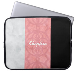 Ruddy Pink Batik Grey Waterverf en naam Laptop Sleeve