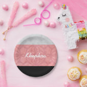 Ruddy Pink Batik Grey Waterverf en naam Papieren Bordje (Feest)