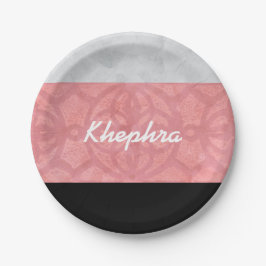 Ruddy Pink Batik Grey Waterverf en naam Papieren Bordje