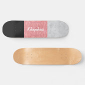 Ruddy Pink Batik Grey Waterverf en naam Persoonlijk Skateboard (Horizontaal)