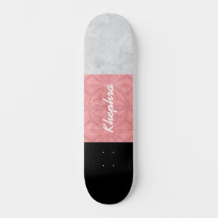 Ruddy Pink Batik Grey Waterverf en naam Persoonlijk Skateboard