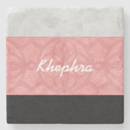 Ruddy Pink Batik Grey Waterverf en naam Stenen Onderzetter