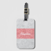Ruddy Pink Batik Grey Waterverf Naam Bagagelabel (Voorkant (verticaal))