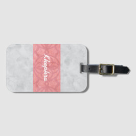 Ruddy Pink Batik Grey Waterverf Naam Bagagelabel