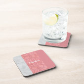 Ruddy Pink Batik Grey Waterverf Naam Bier Onderzetter (Rechterzijde)