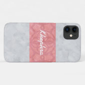 Ruddy Pink Batik Grey Waterverf Naam Case-Mate iPhone Case (Achterkant (horizontaal))