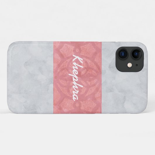 Ruddy Pink Batik Grey Waterverf Naam Case-Mate iPhone Case (Achterkant (horizontaal))