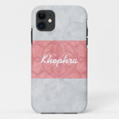 Ruddy Pink Batik Grey Waterverf Naam Case-Mate iPhone Case (Achterkant)