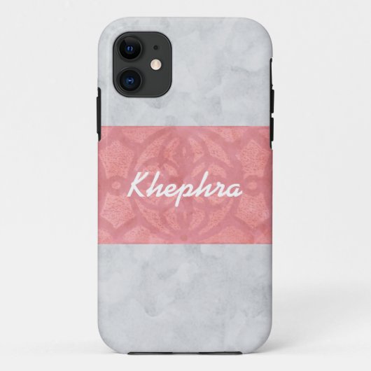Ruddy Pink Batik Grey Waterverf Naam Case-Mate iPhone Case (Achterkant)