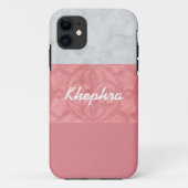 Ruddy Pink Batik Grey Waterverf Naam Case-Mate iPhone Case (Achterkant)