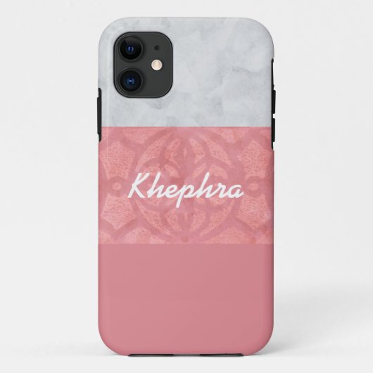 Ruddy Pink Batik Grey Waterverf Naam Case-Mate iPhone Case (Achterkant)