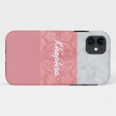 Ruddy Pink Batik Grey Waterverf Naam Case-Mate iPhone Case (Achterkant (horizontaal))