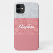 Ruddy Pink Batik Grey Waterverf Naam Case-Mate iPhone Case (Achterkant)