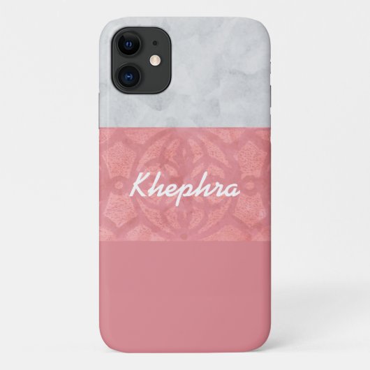 Ruddy Pink Batik Grey Waterverf Naam Case-Mate iPhone Case (Achterkant)
