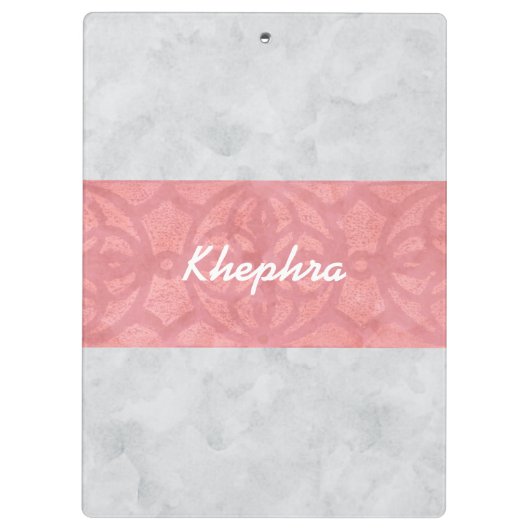 Ruddy Pink Batik Grey Waterverf Naam Klembord (Achterkant)