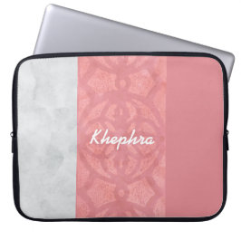 Ruddy Pink Batik Grey Waterverf Naam Laptop Sleeve