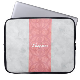Ruddy Pink Batik Grey Waterverf Naam Laptop Sleeve