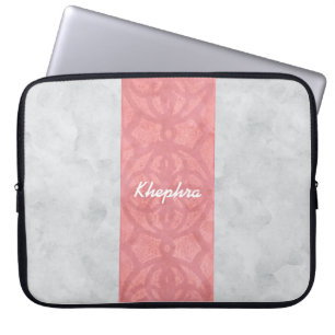 Ruddy Pink Batik Grey Waterverf Naam Laptop Sleeve
