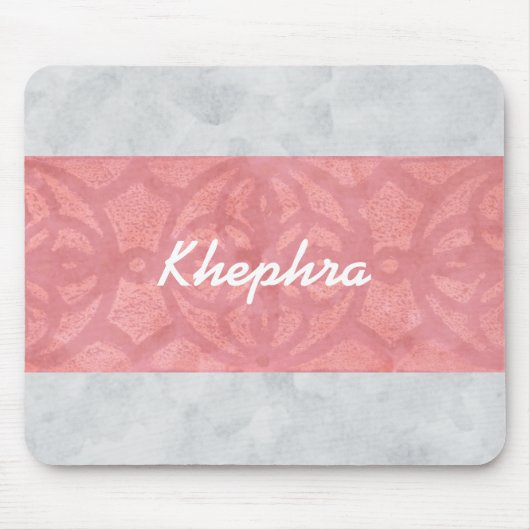 Ruddy Pink Batik Grey Waterverf Naam Muismat (Voorkant)