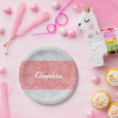 Ruddy Pink Batik Grey Waterverf Naam Papieren Bordje (Feest)