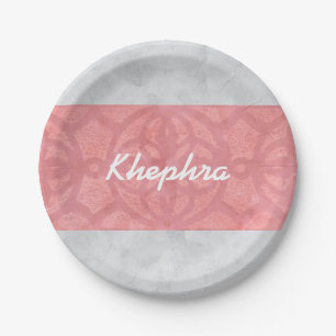 Ruddy Pink Batik Grey Waterverf Naam Papieren Bordje