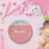 Ruddy Pink Batik Grey Waterverf Naam Papieren Bordje (Feest)