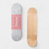 Ruddy Pink Batik Grey Waterverf Naam Persoonlijk Skateboard (Voorkant)