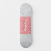 Ruddy Pink Batik Grey Waterverf Naam Persoonlijk Skateboard (Voorkant)