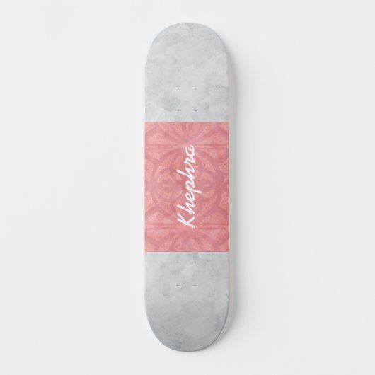 Ruddy Pink Batik Grey Waterverf Naam Persoonlijk Skateboard (Voorkant)