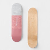 Ruddy Pink Batik Grey Waterverf Naam Persoonlijk Skateboard (Voorkant)