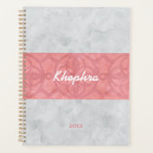 Ruddy Pink Batik Grey Waterverf Naam Planner (Voorkant)