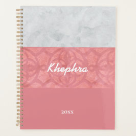 Ruddy Pink Batik Grey Waterverf Naam Planner