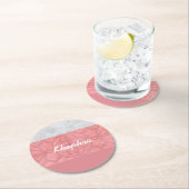 Ruddy Pink Batik Grey Waterverf Naam Ronde Kartonnen Onderzetter (Insitu)