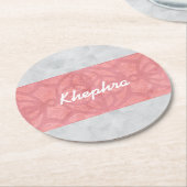 Ruddy Pink Batik Grey Waterverf Naam Ronde Kartonnen Onderzetter (Gebogen)