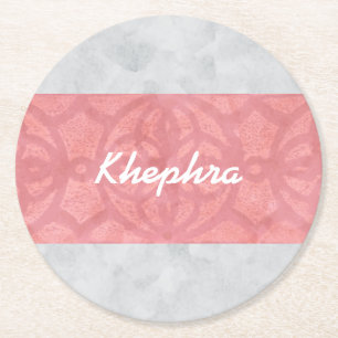 Ruddy Pink Batik Grey Waterverf Naam Ronde Kartonnen Onderzetter