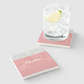 Ruddy Pink Batik Grey Waterverf Naam Stenen Onderzetter (Zijkant)