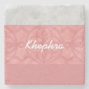 Ruddy Pink Batik Grey Waterverf Naam Stenen Onderzetter