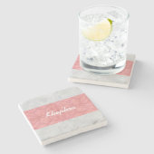 Ruddy Pink Batik Grey Waterverf Naam Stenen Onderzetter (Zijkant)