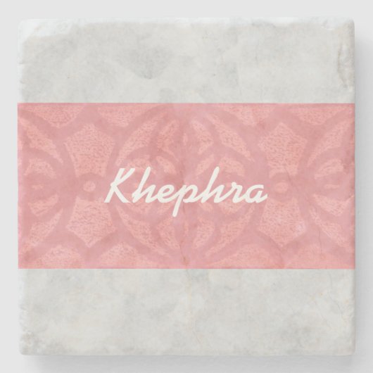 Ruddy Pink Batik Grey Waterverf Naam Stenen Onderzetter (Voorkant)