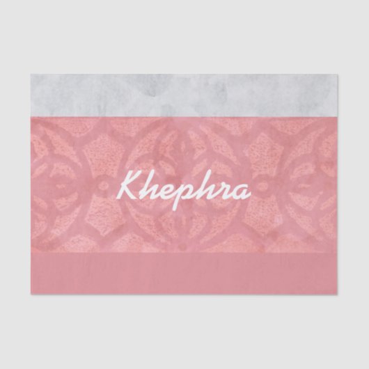 Ruddy Pink Batik Grey Waterverf Naam Tissuepapier (Voorkant)