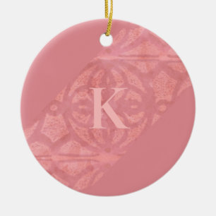Ruddy Pink Batik Letter Keramisch Ornament