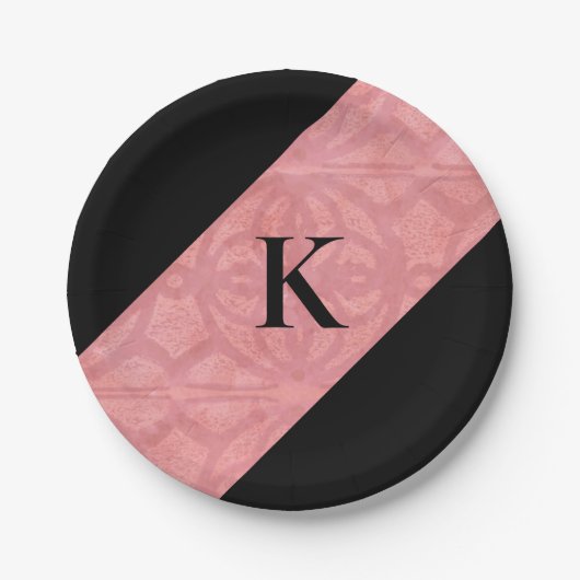 Ruddy Pink Batik Letter Papieren Bordje (Voorkant)