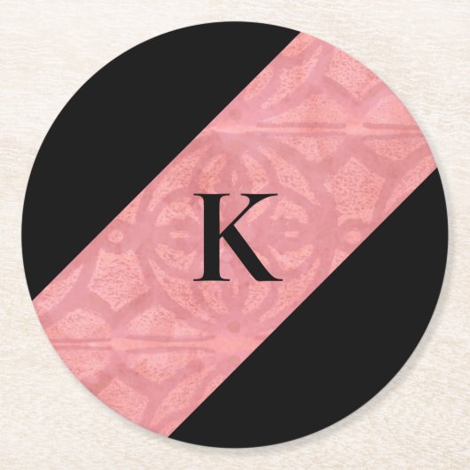 Ruddy Pink Batik Letter Ronde Kartonnen Onderzetter (Voorkant)
