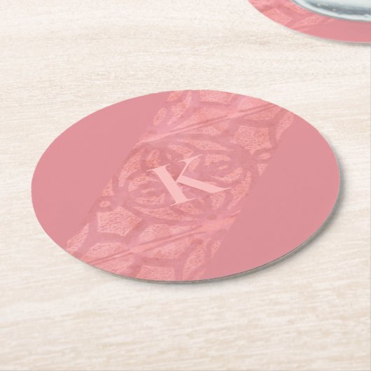 Ruddy Pink Batik Letter Ronde Kartonnen Onderzetter (Gebogen)