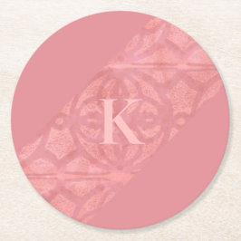 Ruddy Pink Batik Letter Ronde Kartonnen Onderzetter